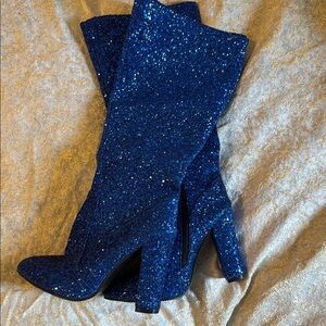 Blue Glitter Women's Boots